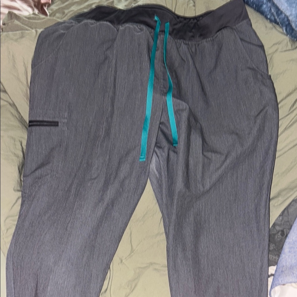 Figs Gray scrubs with Teal Accents